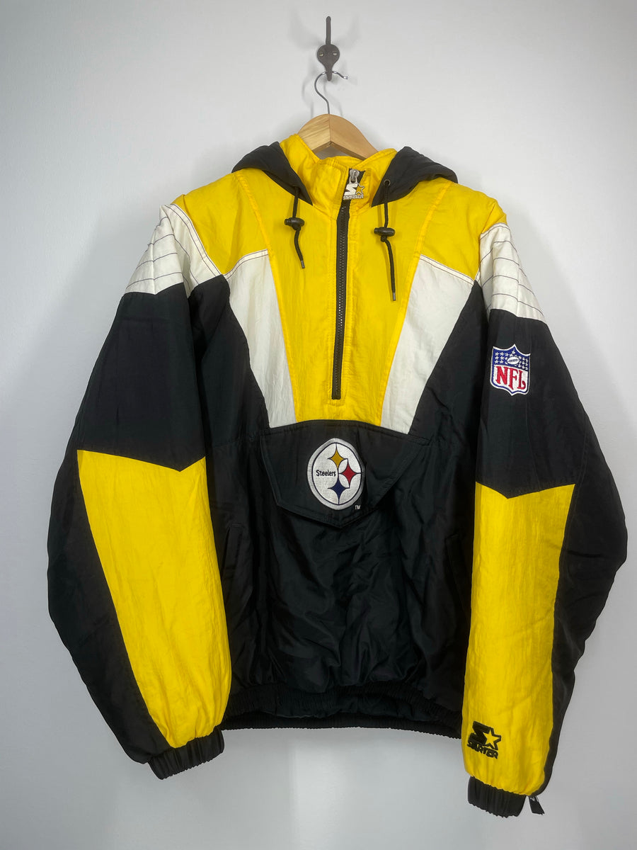 90's Pittsburgh Steelers Starter Heavyweight Pullover Pouch NFL Jacket Size  XL – Rare VNTG