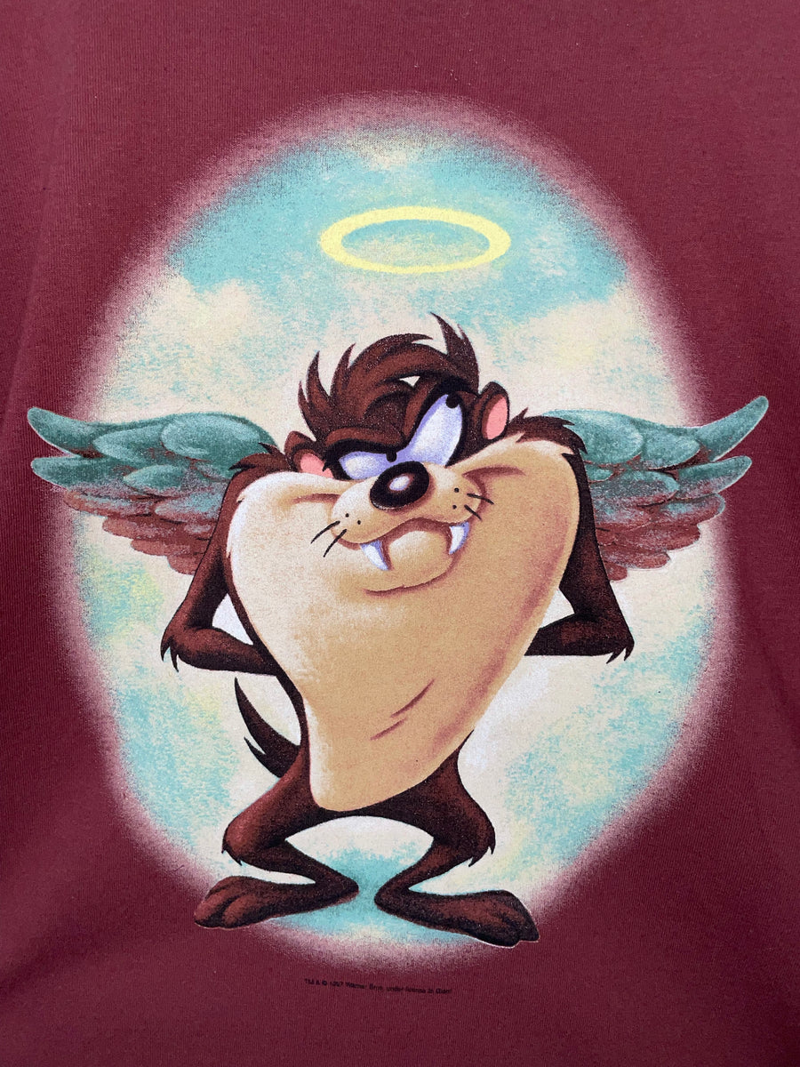 希少　made in usa　taz angel devil tweety TV Looney Tunes Taz T-Shirt Mens Large Single Stitch Angel Devil 90s