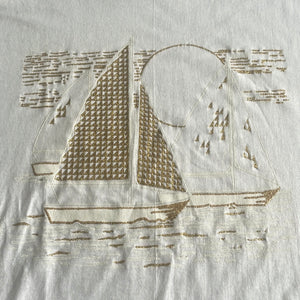 Glitter Sail Boats at Sunset Artist Baker T Shirt - Hanes 50/50 L