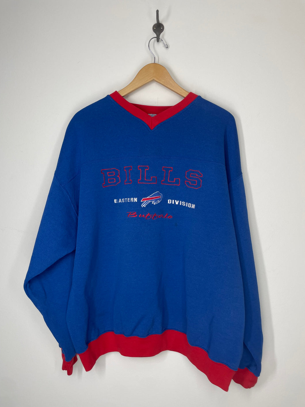 NFL Buffalo Bills Football 90s Embroidered V Neck Sweatshirt - CSA XL