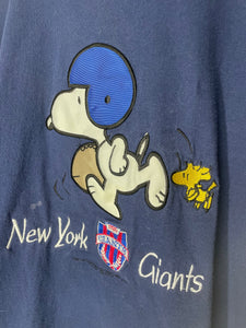 NFL New York Giants Football Snoopy & Woodstock Peanuts Embroidered T Shirt - Ultimate L