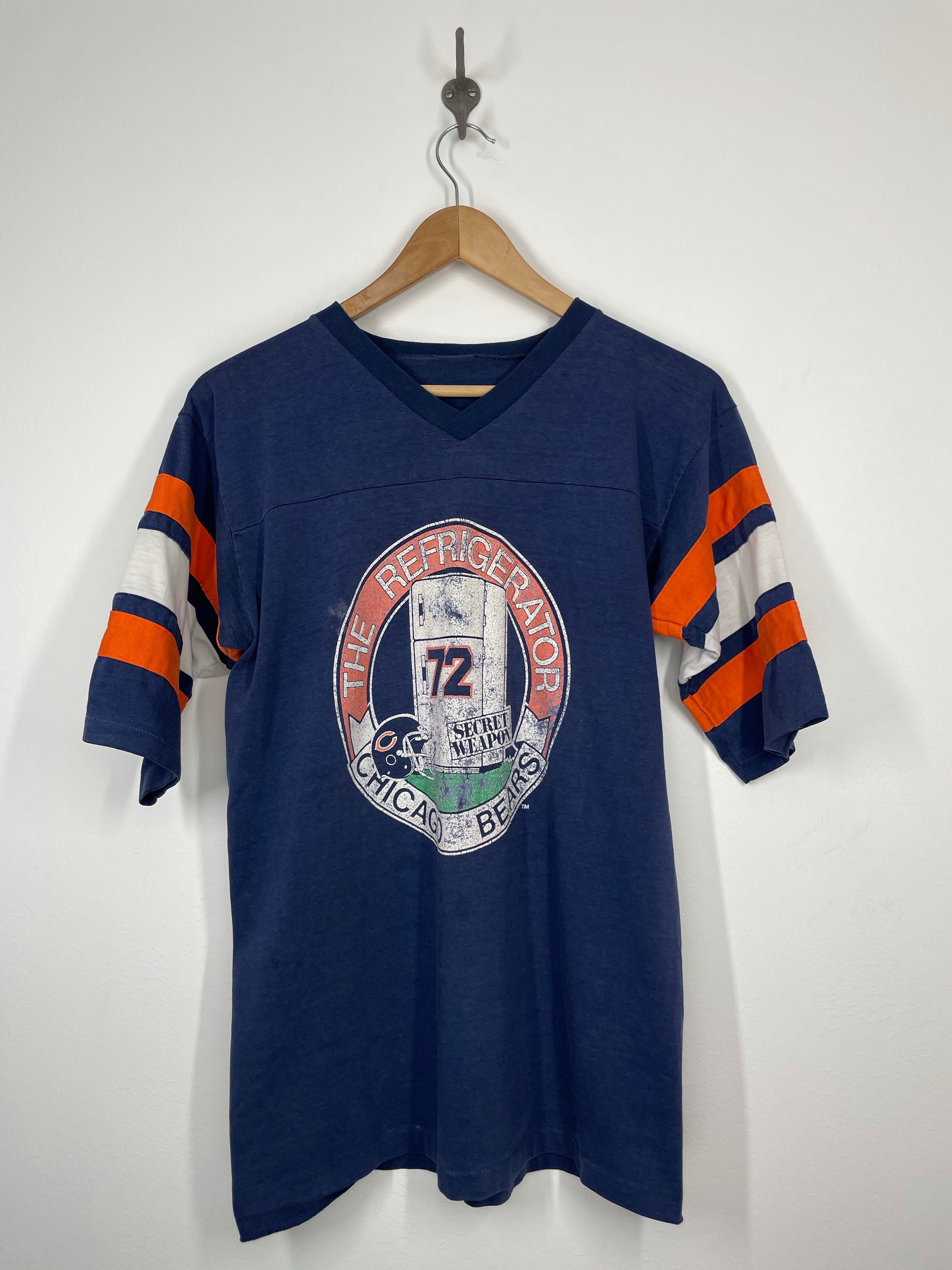 Lhük Vintage NFL - Chicago Bears Football Refrigerator Perry 3/4 Sleeve Raglan Shirt - Logo 7 - S