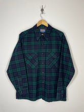 Load image into Gallery viewer, 70s Pendleton Black Watch Tartan Button Up Wool Flannel Shirt - L
