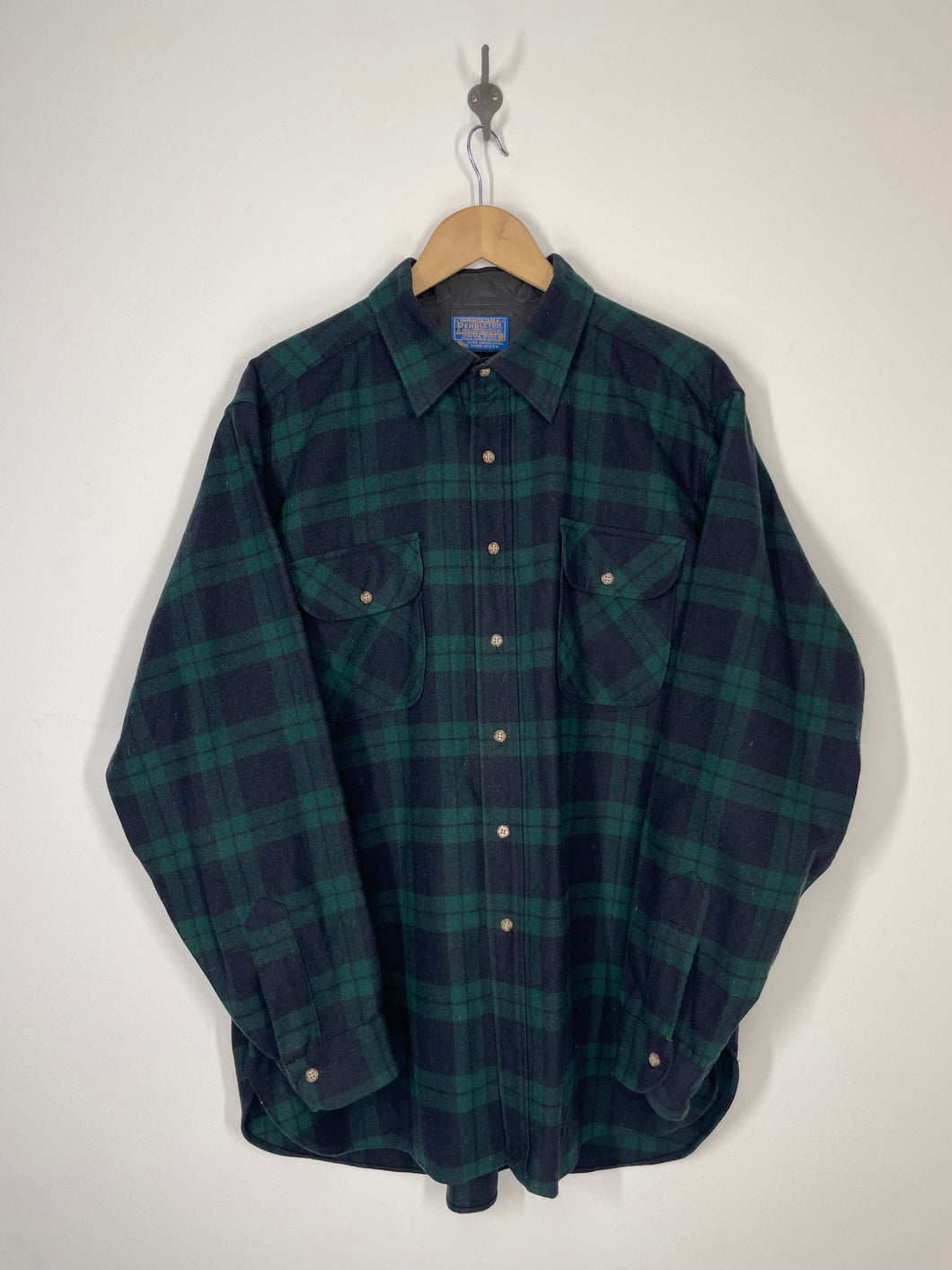 Pendleton Black Watch Tartan Button Up Wool Flannel Shirt - XL