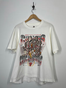 NBA Chicago Bulls Basketball 1991 World Champions Caricature T Shirt - XL