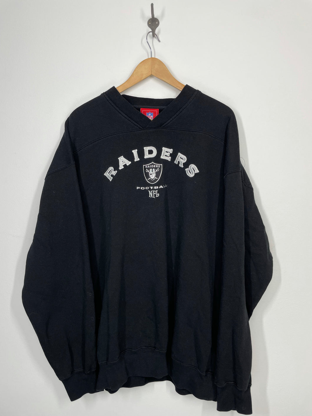 NFL Oakland Raiders Football Embroidered VNeck Sweatshirt - 2XL