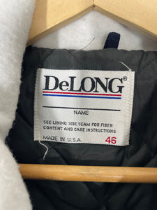 DeLong 1989 Blank Wool Zipper Hood Letterman Jacket - 46