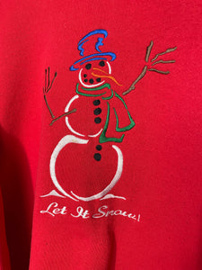 Let It Snow Embroidered Sweatshirt - Oneita - M