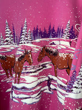 Load image into Gallery viewer, Lifestyles Winter Wilderness Scene Horses puff graphic Sweatshirt - One Size
