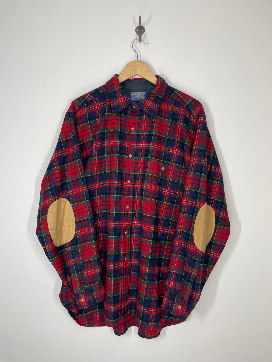 Red flannel jacket with 2025 elbow patches