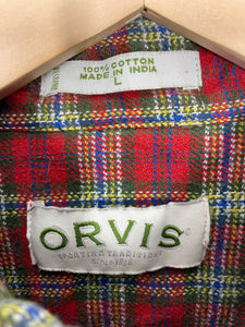 Orvis Heavy Plaid Flannel Button Up Shirt - L