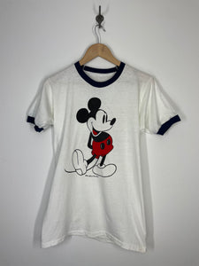 Walt Disney Productions 70s Mickey Mouse Ringer T Shirt - M