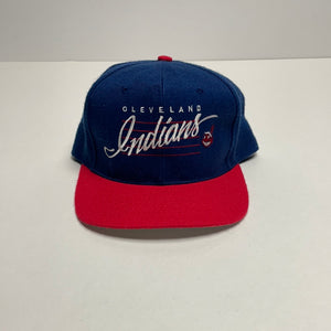 MLB Cleveland Indians Baseball Wool Blend Script Snapback Hat - Drew Pearson