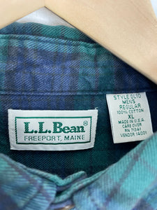 LL Bean Freeport Plaid Flannel Button Up Shirt - XL