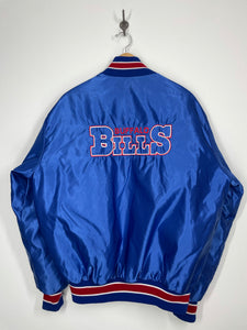 NFL Buffalo Bills Football Lined Embroidered Button Snap Satin Jacket - DeLong - XL