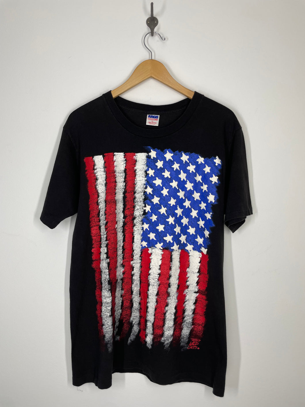 American Flag Wild Oats Puff Graphic T Shirt - Argo - L