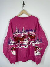 Load image into Gallery viewer, Lifestyles Winter Wilderness Scene Horses puff graphic Sweatshirt - One Size
