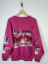 Load image into Gallery viewer, Lifestyles Winter Wilderness Scene Horses puff graphic Sweatshirt - One Size
