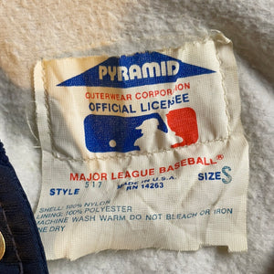 MLB New York NY Yankees Baseball 1980s Button Snap Satin Bomber Jacket - Pyramid - S