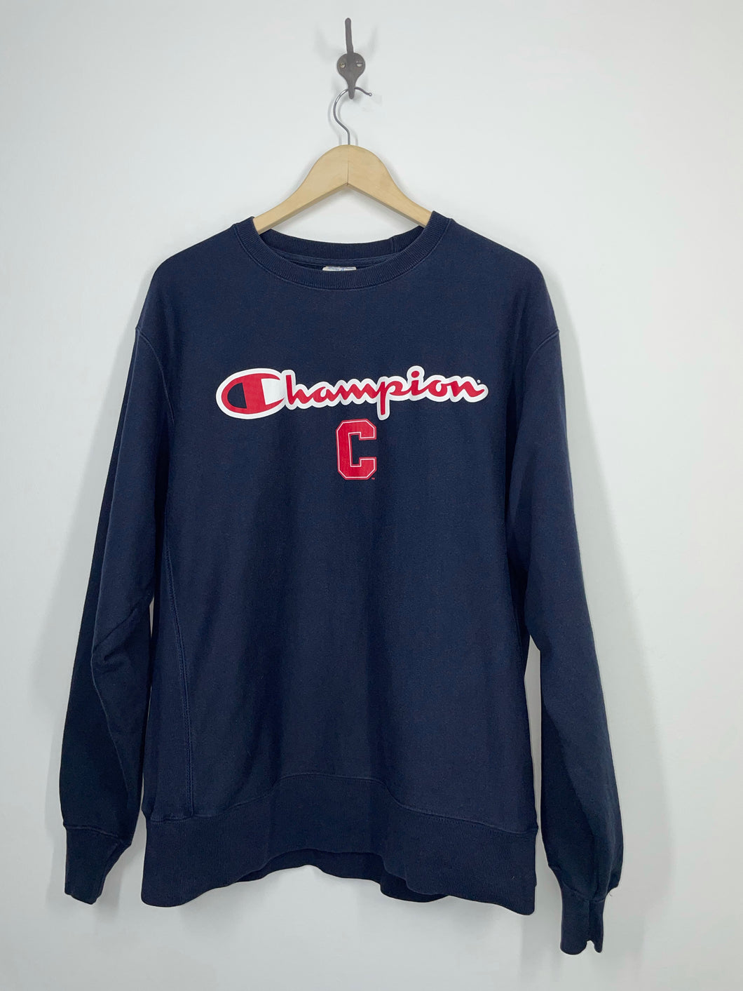 Champion Reverse Weave Spell Out Logo Crewneck Sweatshirt - L