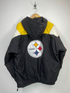 Football Fan Shop Officially Licensed NFL 1/2 Zip Pullover Hooded Jacket - Steelers