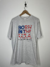 Load image into Gallery viewer, Born in the USA A Long Long Time Ago Shoebox Greetings Shirt - Spring Ford - XL
