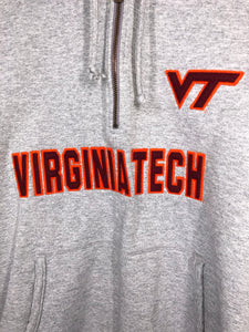 Virginia Tech - Embroidered 1/4 Zip Pullover Hoodie Sweatshirt- Champion Tag - Large L