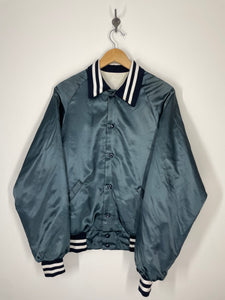 Majestic Satin Full Snap Bomber Blank Jacket - L