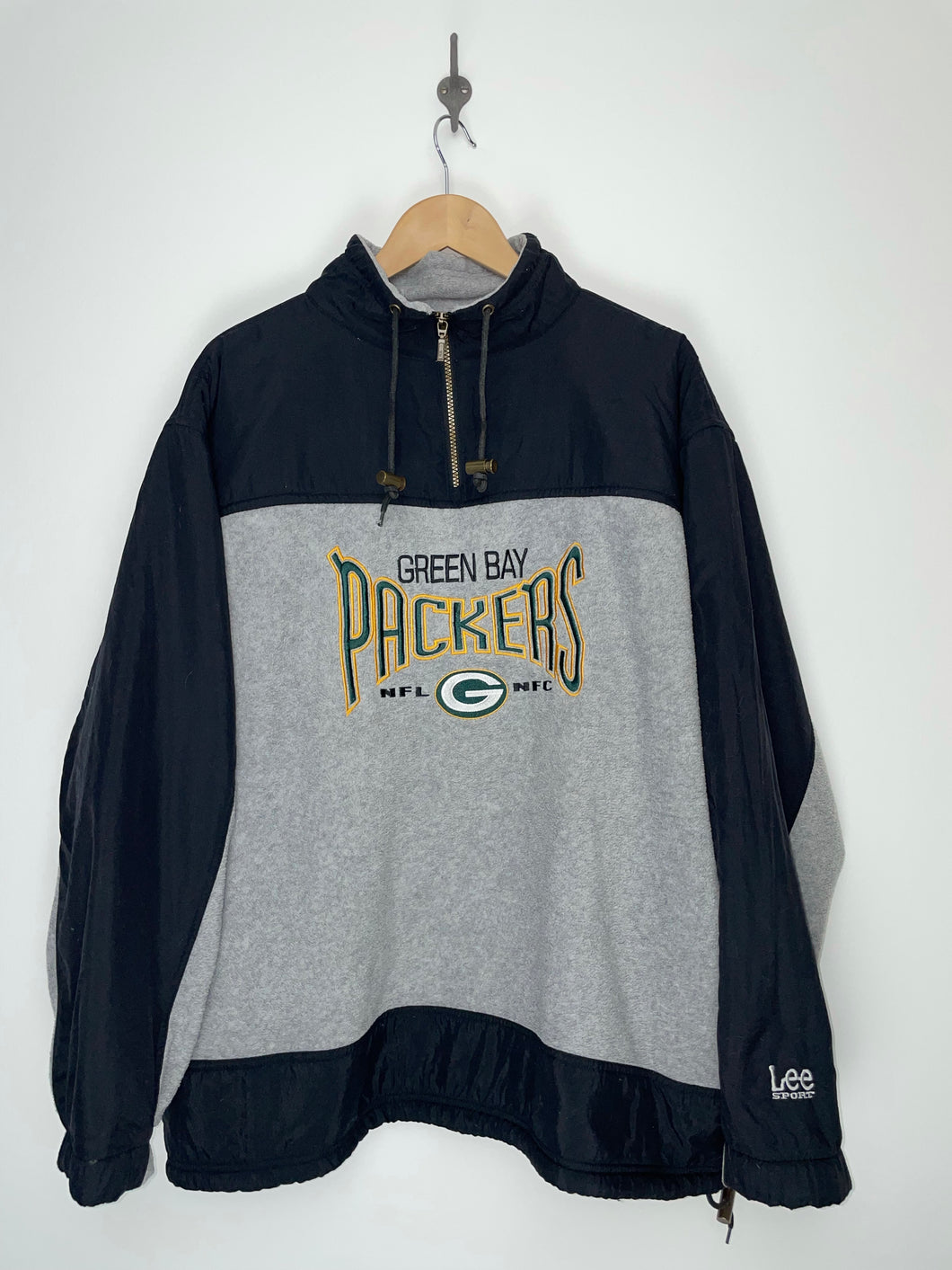 NFL Green Bay Packers Football Embroidered 1/4 Zip Pullover Sweatshirt - Lee Sport - XL