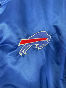 NFL Buffalo Bills Football Lined Embroidered Button Snap Satin Jacket - DeLong - XL