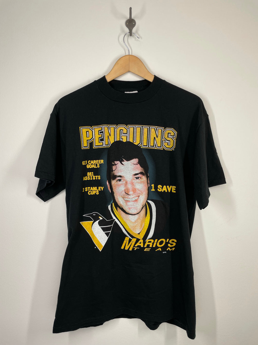 NHL - Mario Lemieux Career Record Pittsburgh Penguins Hockey Shirt - TNT - L