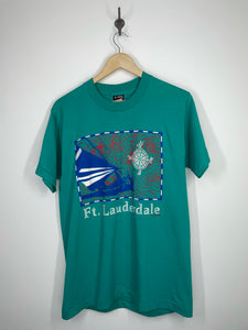 Ft. Lauderdale Florida - Paradies Collection Sailing Nautical Map T Shirt - Screen Stars Best - M