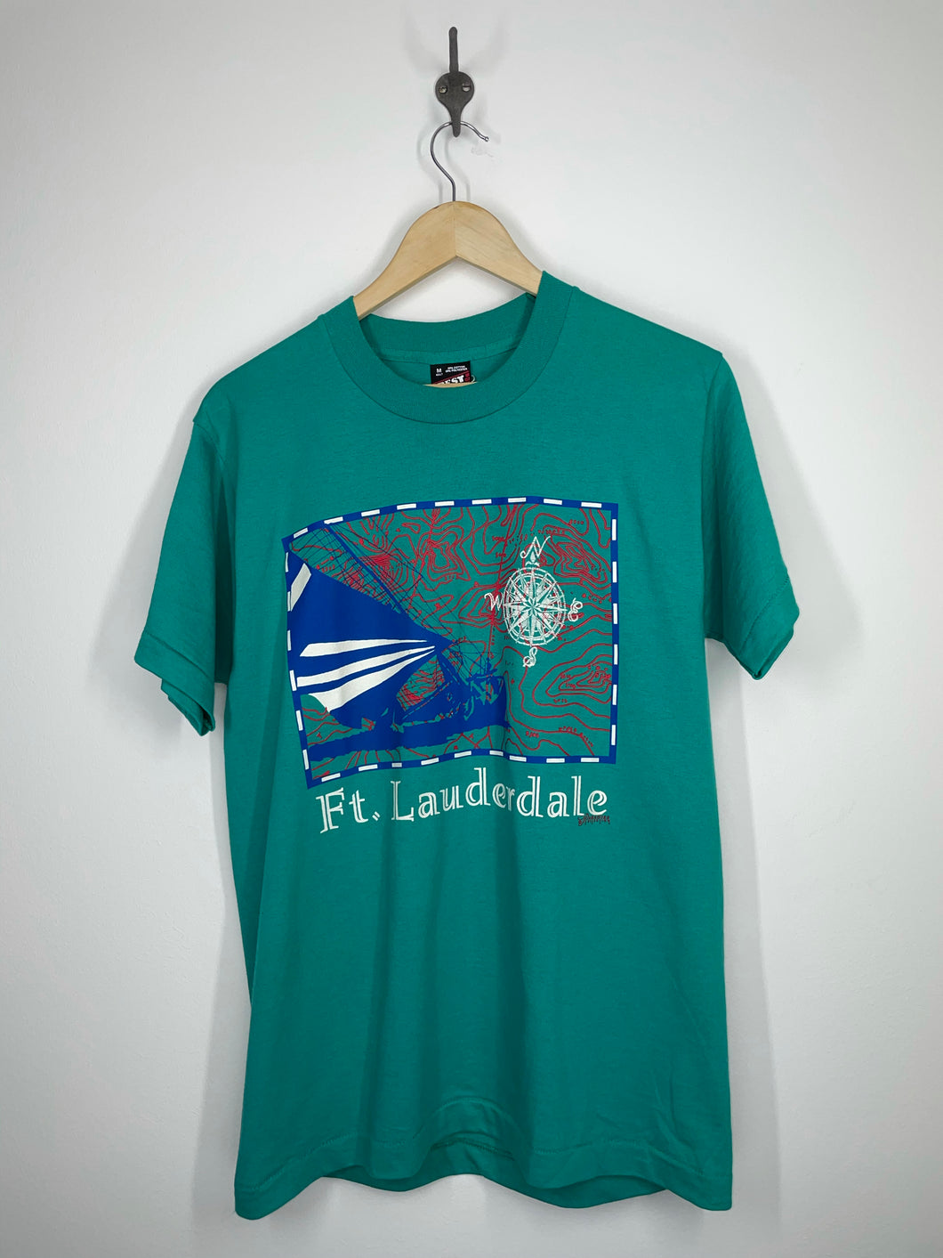 Ft. Lauderdale Florida - Paradies Collection Sailing Nautical Map T Shirt - Screen Stars Best - M