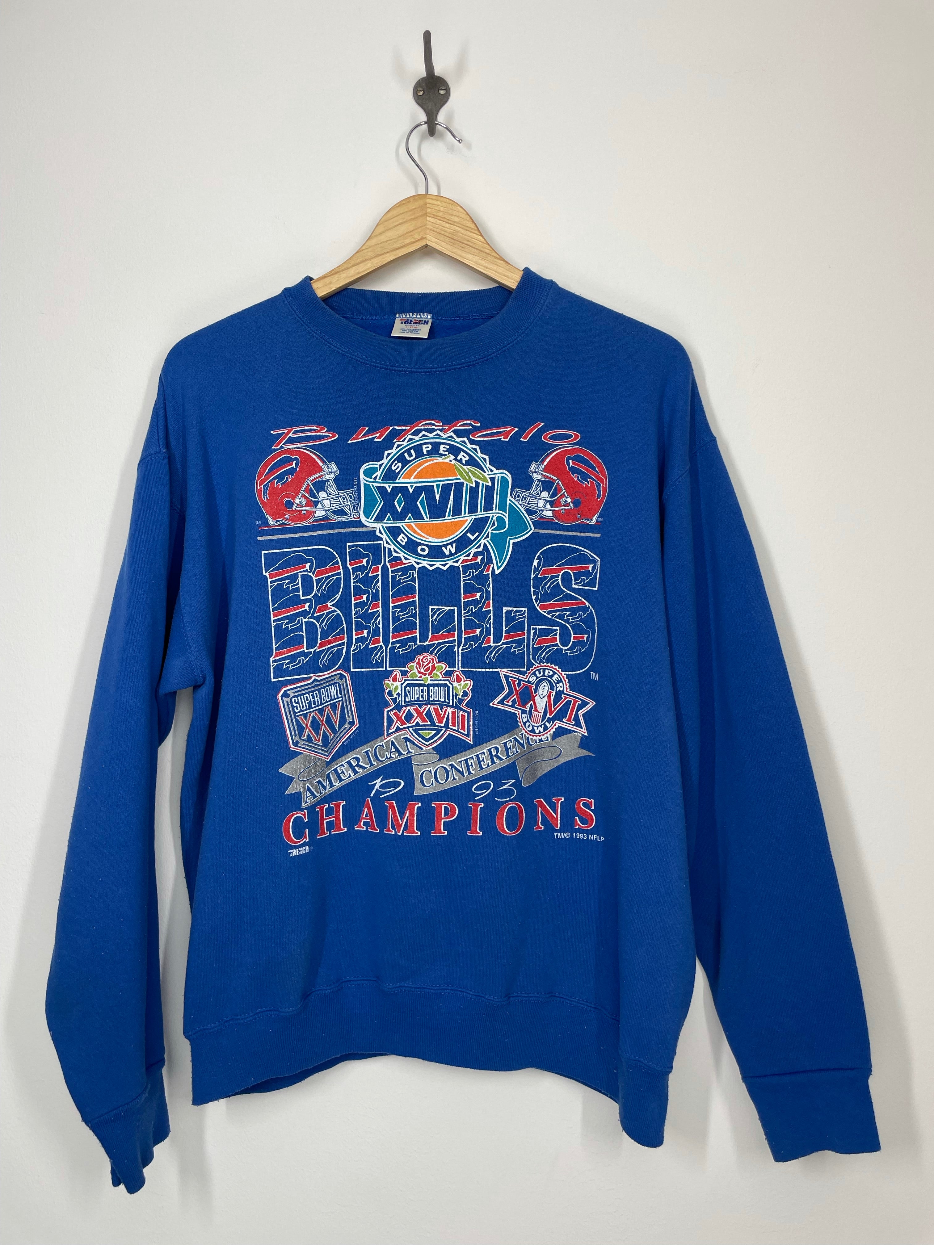 Vintage Buffalo Bills Super Bowl XXVIII 1993 AFC Champions Crewneck  Sweatshirt M