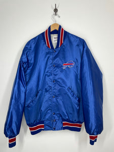 NFL Buffalo Bills Football Lined Embroidered Button Snap Satin Jacket - DeLong - XL