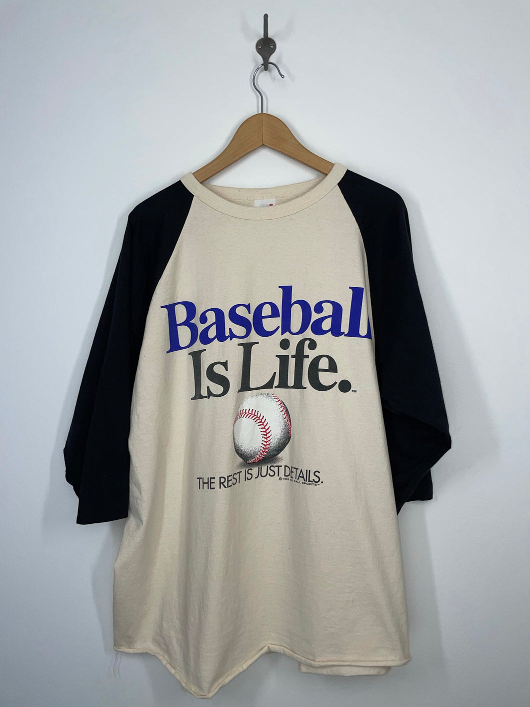 Baseball Is Life - 1992 Big Ball Sports 3/4 Sleeve Raglan Shirt - Alore - XL